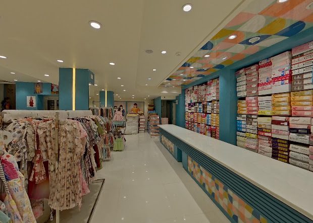 Inside ASRITHA FASHION MALL, Guntur, with fashion racks arranged across the store floor